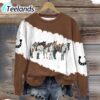 Western Horse Print Crew Neck Sweatshirt