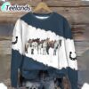 Western Horse Print Crew Neck Sweatshirt 2