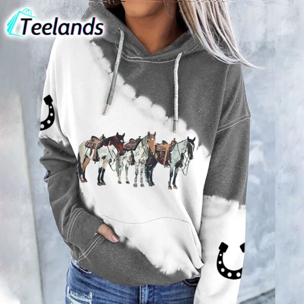 Western Horse Print Hat Sweatshirt 2