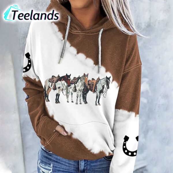 Western Horse Print Hat Sweatshirt