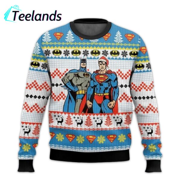 Batman And Superman Ugly Christmas Sweater