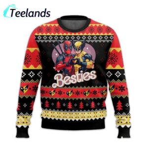 Deadpool And Wolverine Besties Ride A Motorbike Ugly Christmas Sweater