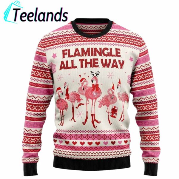 Flamingo Flamingle All The Ways Pink Christmas Sweater