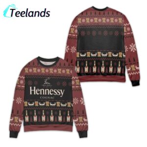 Hennessy Cognac Snowflake Pattern Ugly Christmas Sweater