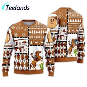 Horse Cowboy Merry Ugly Christmas Sweater