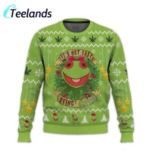 Its Not Easy Being Green 420 Frog Christmas Ugly Sweater