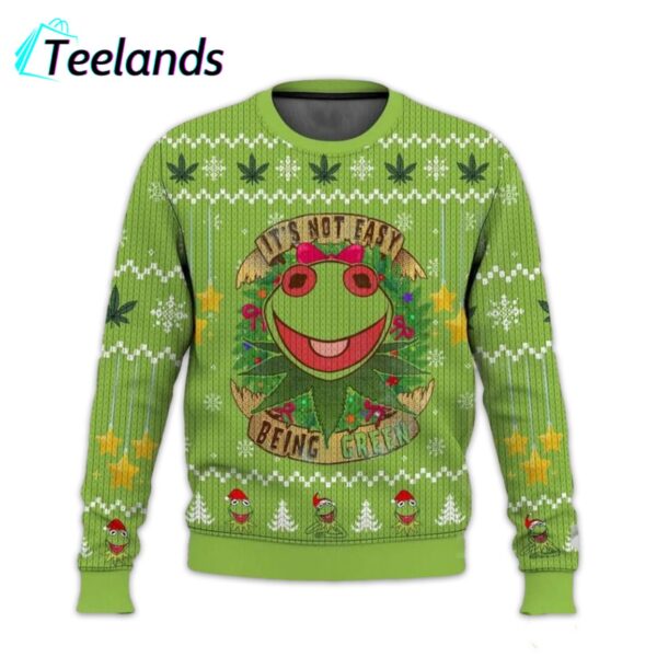 Its Not Easy Being Green 420 Frog Christmas Ugly Sweater