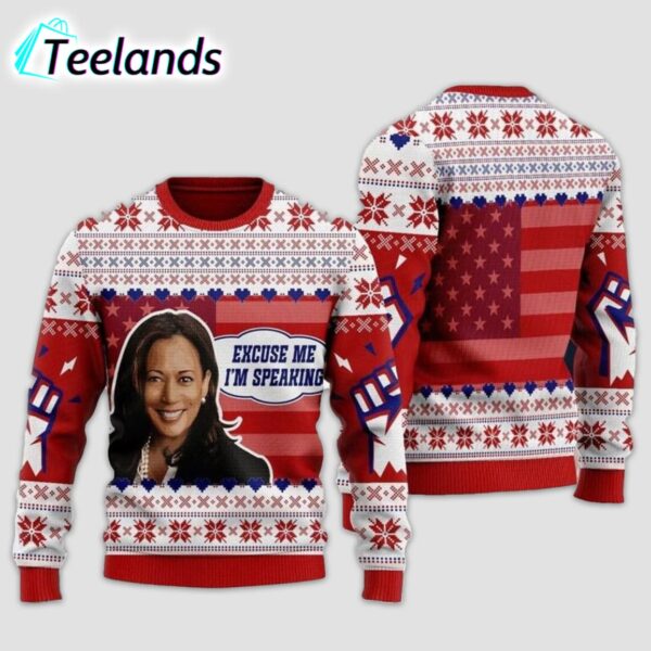 Kamala Harris Excuse Me Im Speaking Christmas Sweater