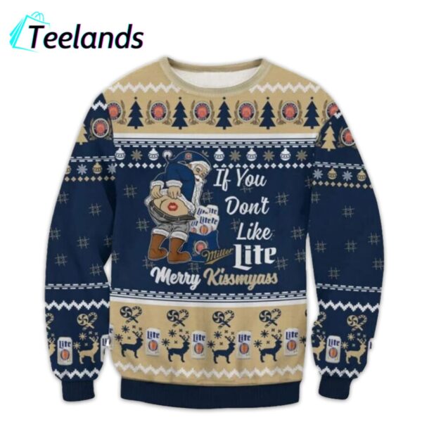 Miller Lite Merry Kissmyass Ugly Christmas Sweater