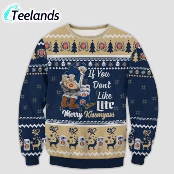 Miller Lite Merry Kissmyass Ugly Christmas Sweater