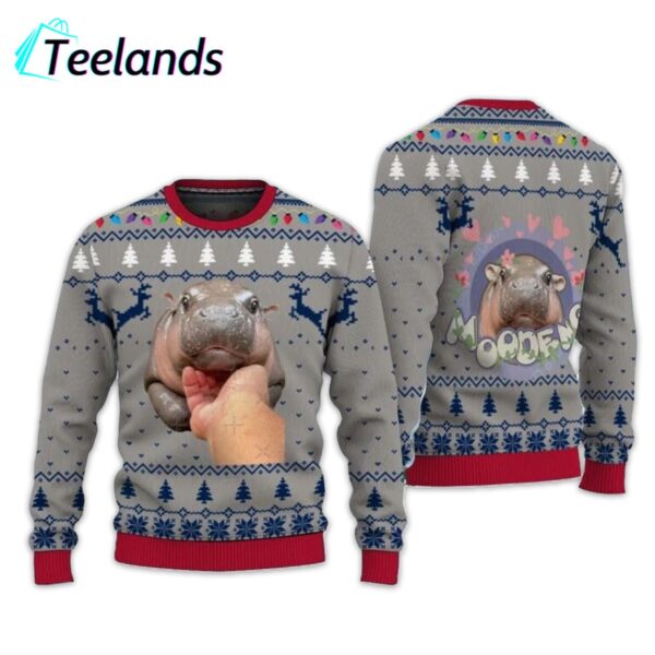 Moo Deng Bouncy Pig Ugly Christmas Sweater