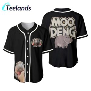 Moo Deng Bouncy Pig in Thai Picture The Cute Baby Hippo Baseball Jersey 2