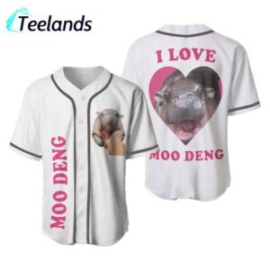 Moo Deng Cute Baby Hippo Baseball Jersey 1