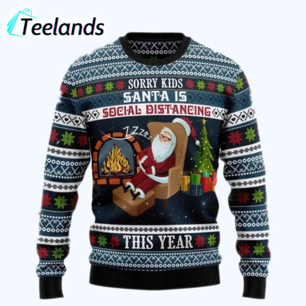 Santa Is Social Distancing Ugly Christmas Sweater