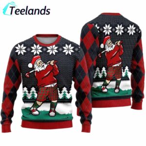 Santa Love Golf Ugly Christmas Sweater