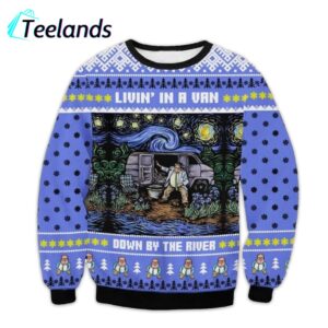 Saturday Night Live Matt Foley Livin In A Van Down By The River Starry Night Ugly Christmas Sweater