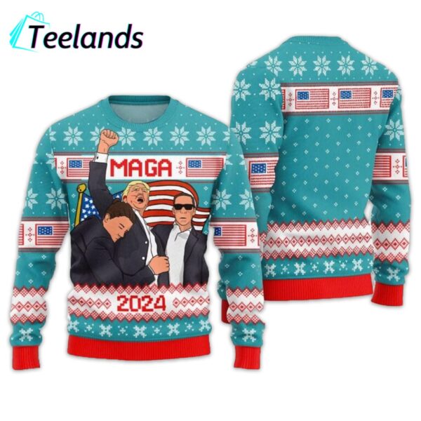 Trump Fight MAGA 2024 Ugly Christmas Sweater