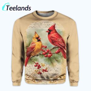 Vintage Cardinal Bird Print Sweatshirt