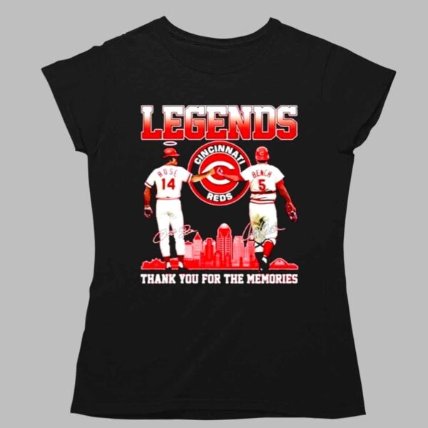 Legends Reds Pete Rose Johnny Bench Thank You For The Memories Shirt