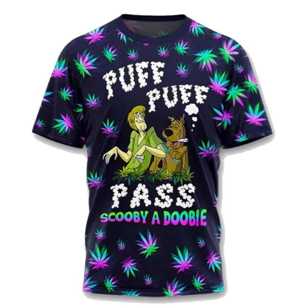 Scooby A Doobie Puff Puff Pass Neon Weed Shirt