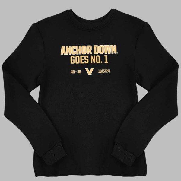 Vanderbilt Commodores Football Anchor Down Goes No 1 Shirt 2