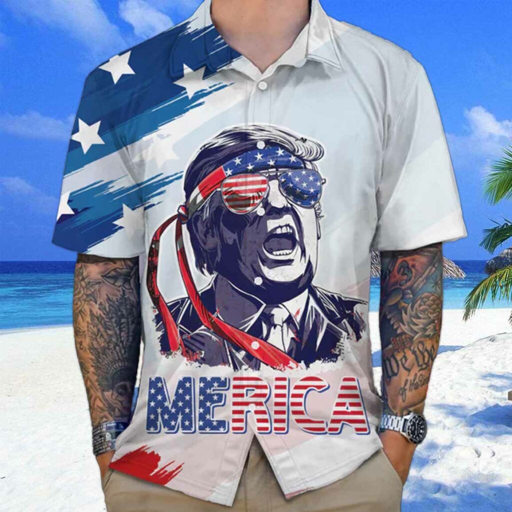 America Independence Day Trump Hawaiian Shirt