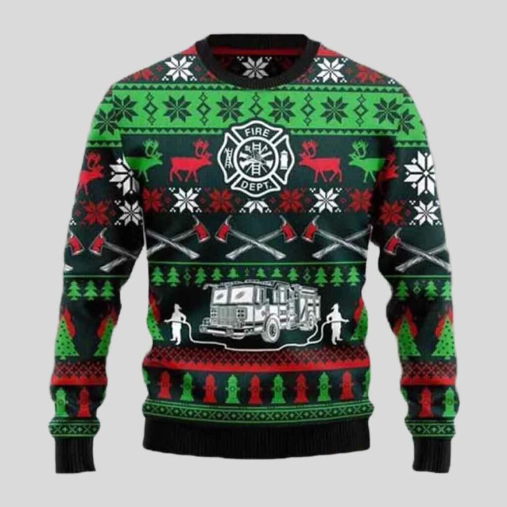 Awesome Firefighter Ugly Christmas Sweater