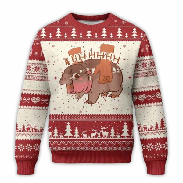 Baby Hippo Moo Deng Ugly Christmas Sweater