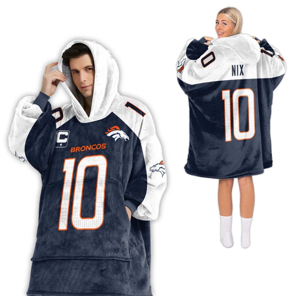 Bo Nix Denver Broncos Football Unisex Blanket Hoodie 2