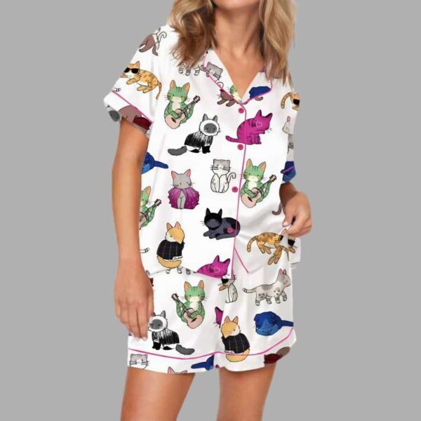 Cat Lovers Satin Pajama Set 1