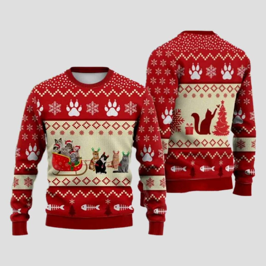 Cat Reindeer Ugly Christmas Sweater