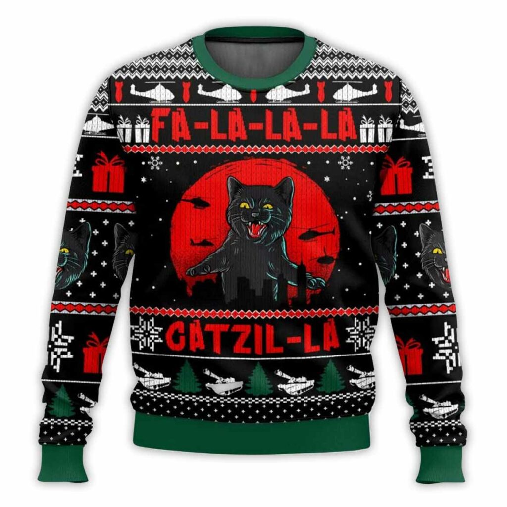 Catzila Ugly Christmas Sweater 1