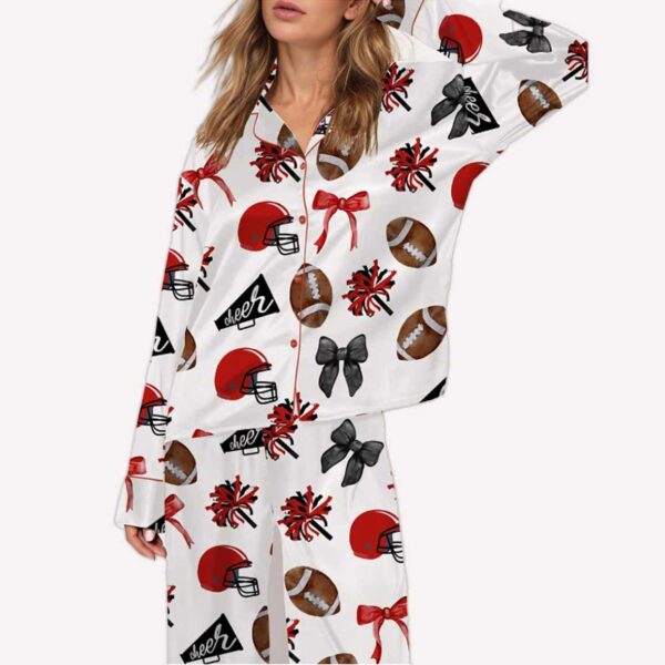 Cheer Football Coquette Bows Pajama Set 1