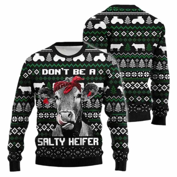 Christmas Cow Salty Heifer Ugly Christmas Sweater