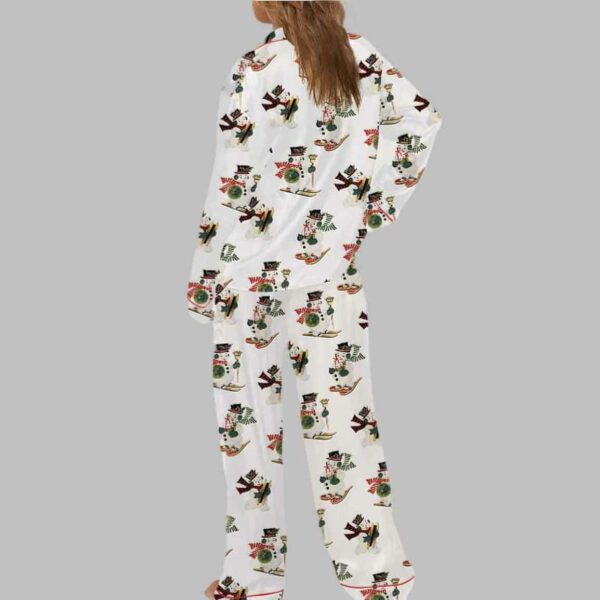 Christmas Jolly Snowman Satin Pajama Set 2