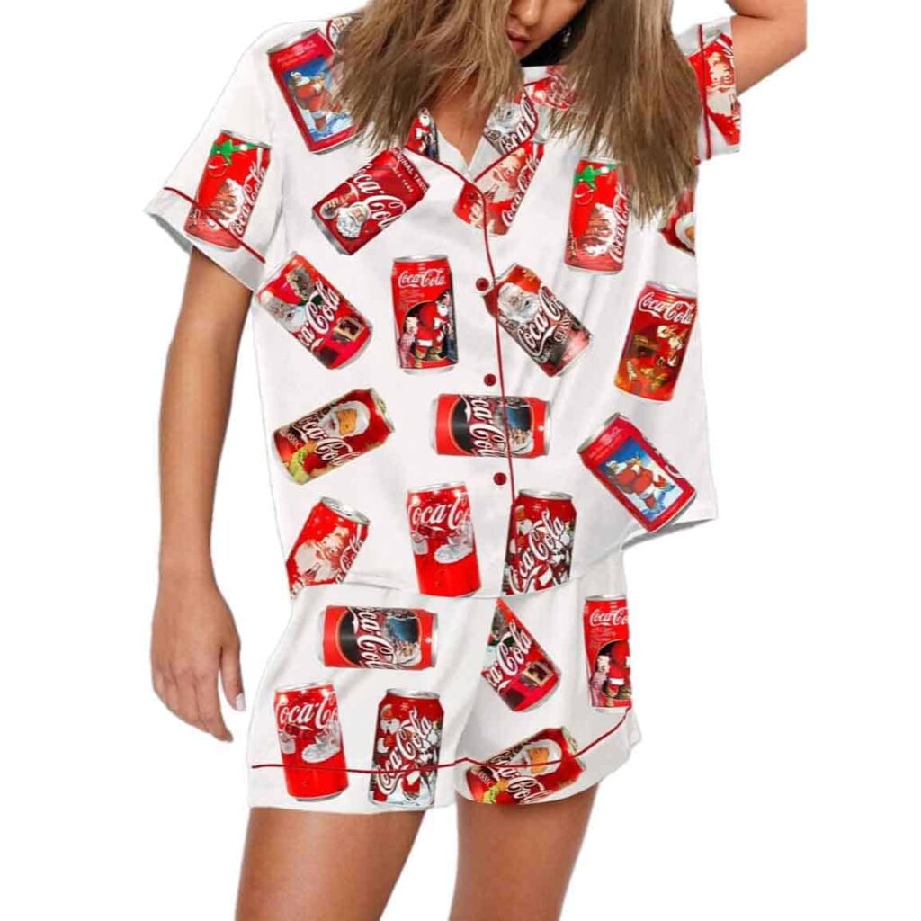 Christmas Santa Drinking Coca Cola Pajama Set