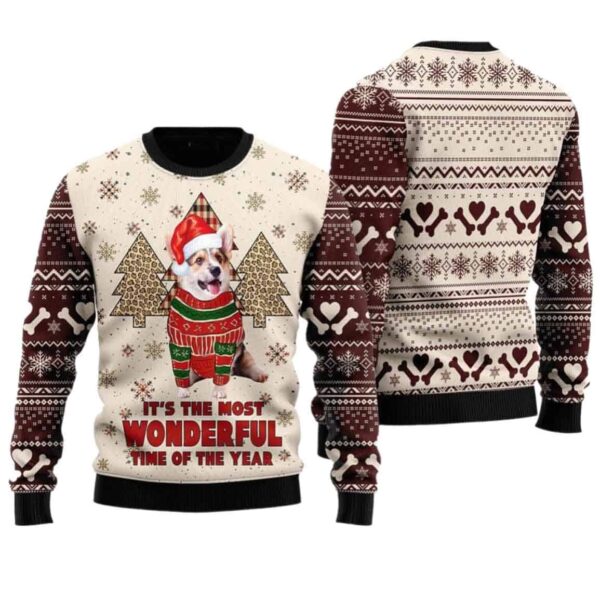 Corgi The Most Beautiful Time Ugly Christmas Sweater