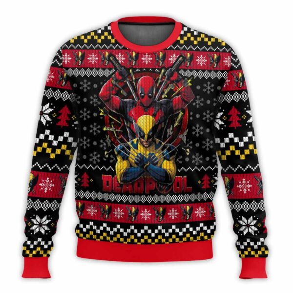 Deadpool X Wolverine Ugly Christmas Sweater 1