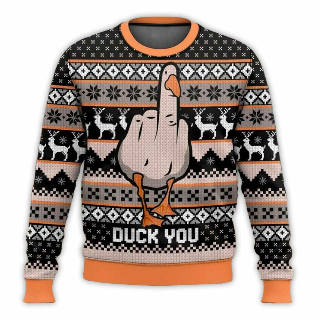 Duck You Funny Ugly Christmas Sweater 1