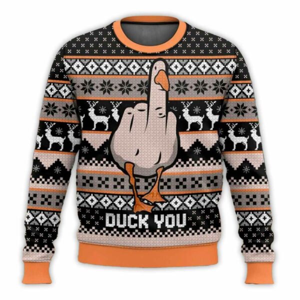 Duck You Funny Ugly Christmas Sweater 1