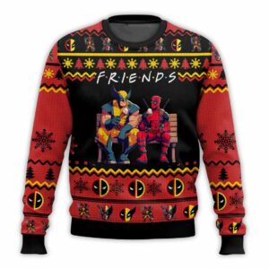 FRIENDS Deadpool Wolverine Ugly Christmas Sweater 1