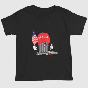 Funny Trump MAGA Garbage Can American Flag Shirt 1