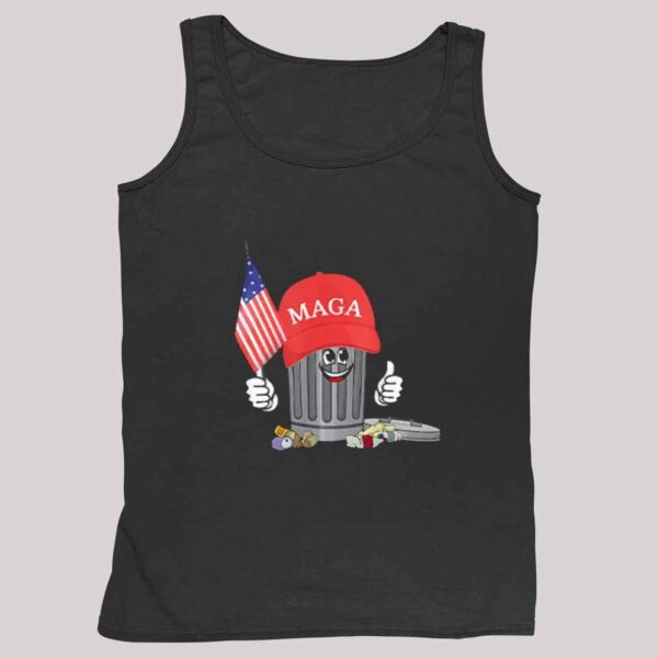 Funny Trump MAGA Garbage Can American Flag Shirt 4