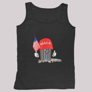 Funny Trump MAGA Garbage Can American Flag Shirt