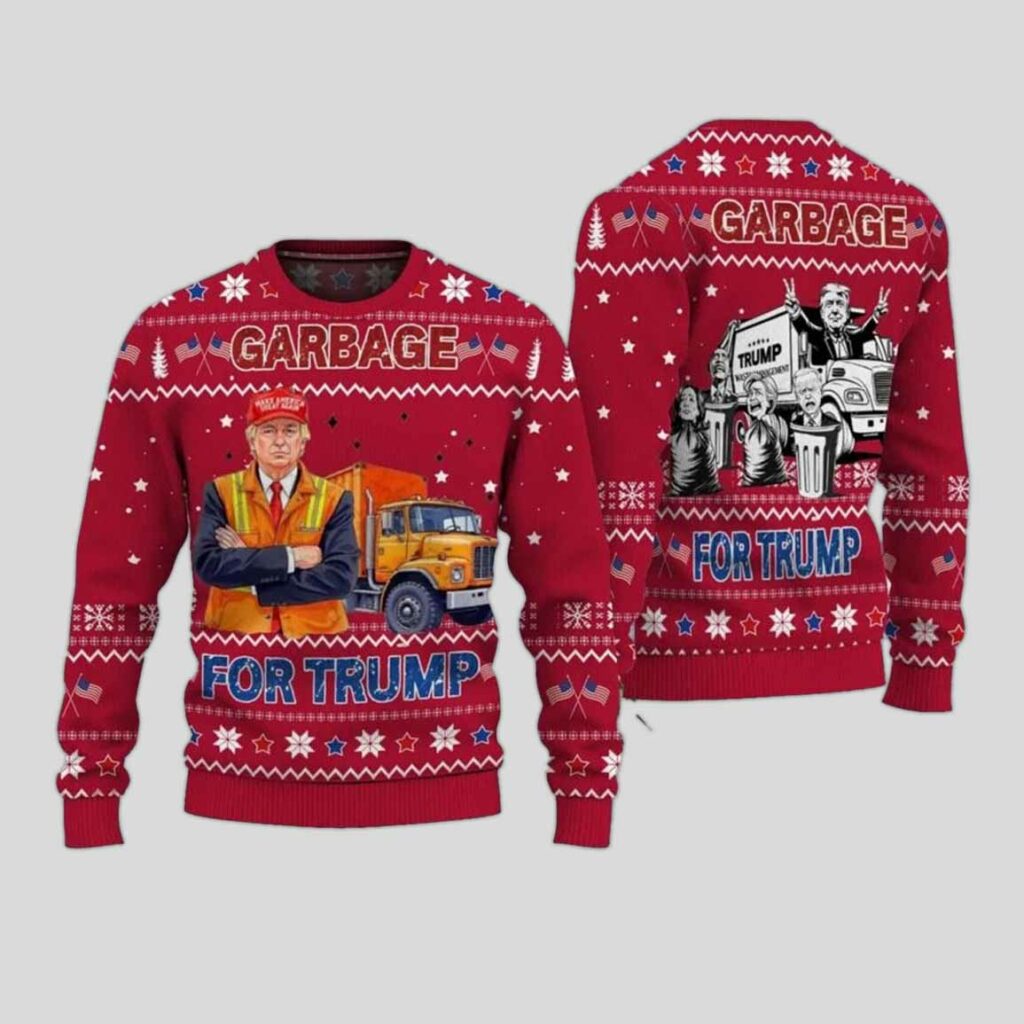 Garbage For Trump 2024 Patriotic Christmas Ugly Sweater