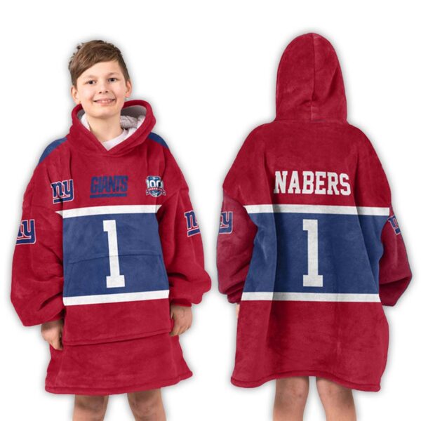 Giants Nabers New York Football Unisex Blanket Hoodie 3