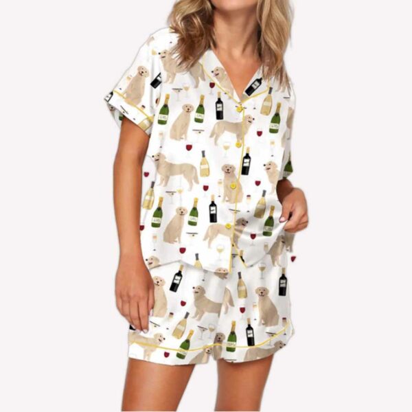 Golden Retriever And Wine Pajama Set 3