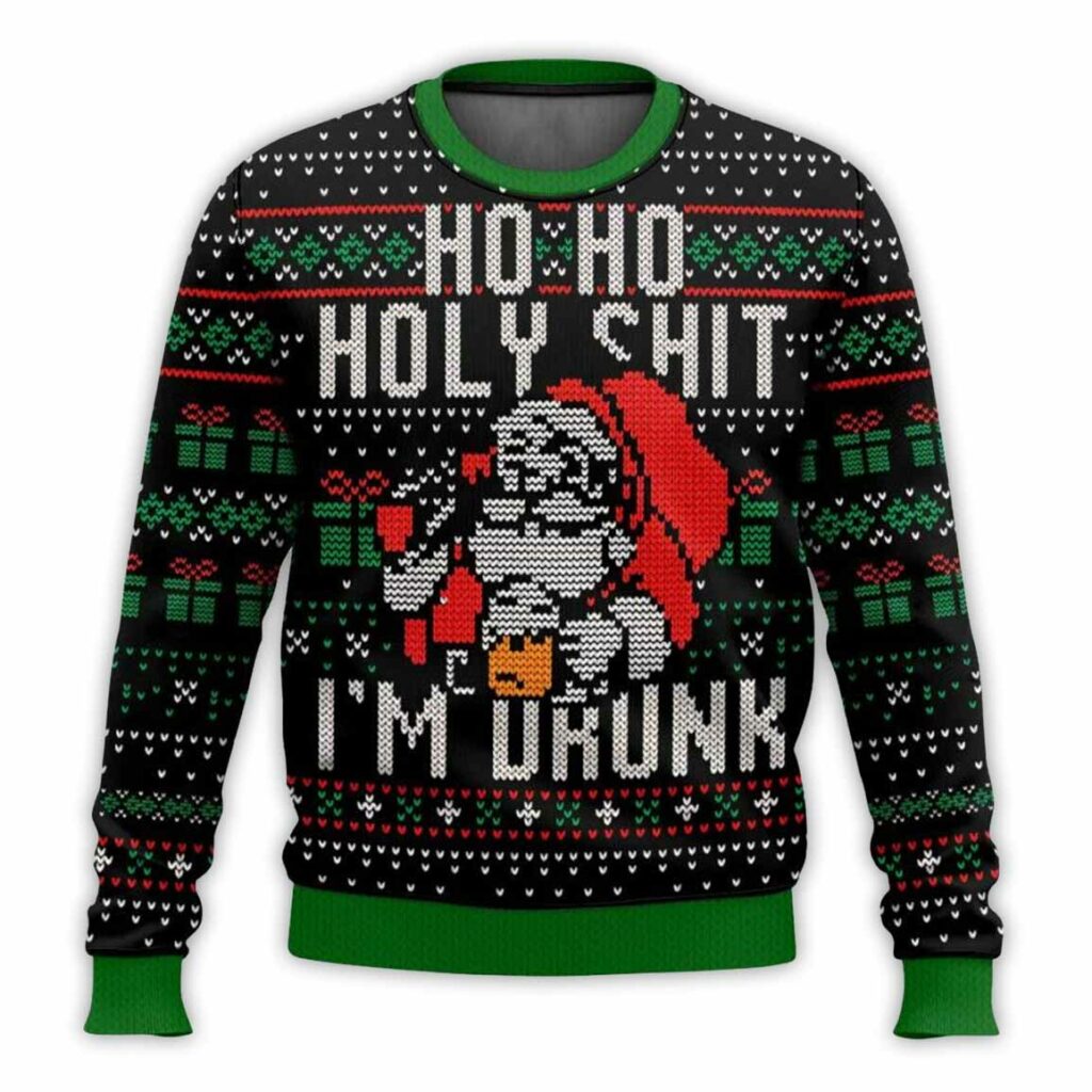 Ho Ho Holy Shit I'm Drunk Santa Claus Ugly Christmas Sweater 1