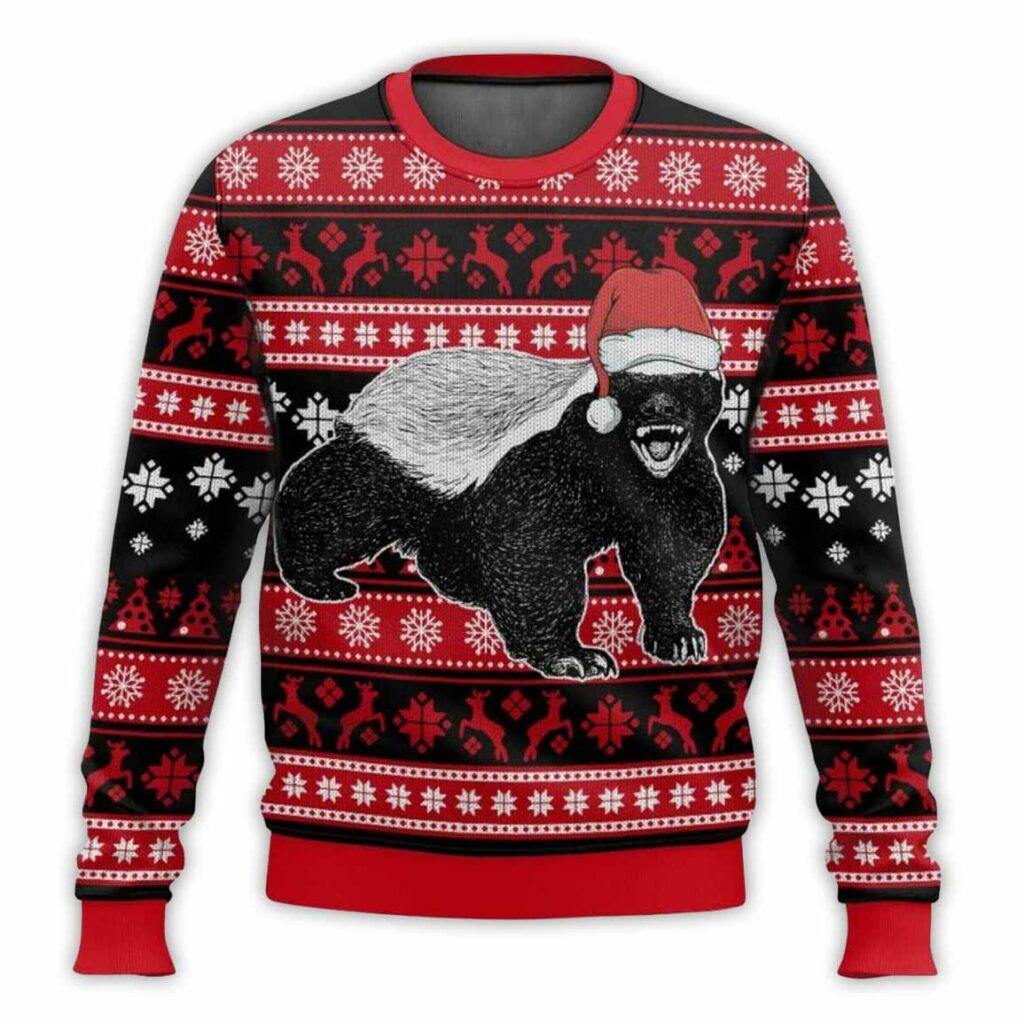 Honey Badger Ugly Christmas Sweater 1