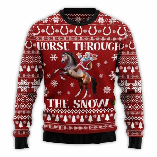 Horse Through The Snow Ugly Christmas Sweater